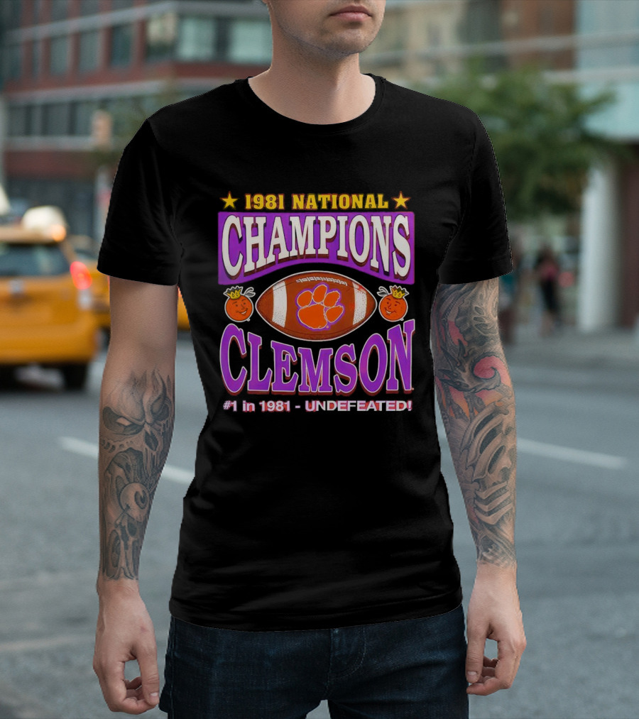 1981 National Champions Clemson Football #1 Undefeated T-Shirt