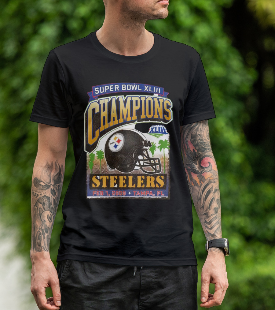 Super Bowl XLIII Champions Pittsburgh Steelers February 1 2009 Tampa Florida T-Shirt