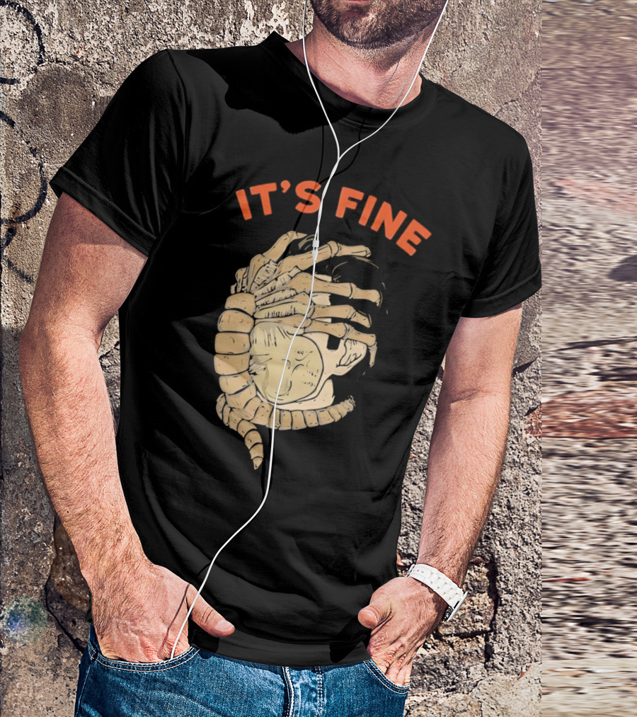 It's Fine Facehugger Skeleton T-Shirt