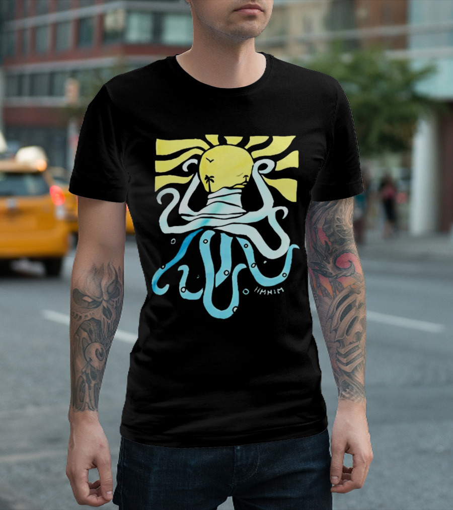 Mark Hoppus Octopus Sun Wave Palm Ocean Scene T-Shirt