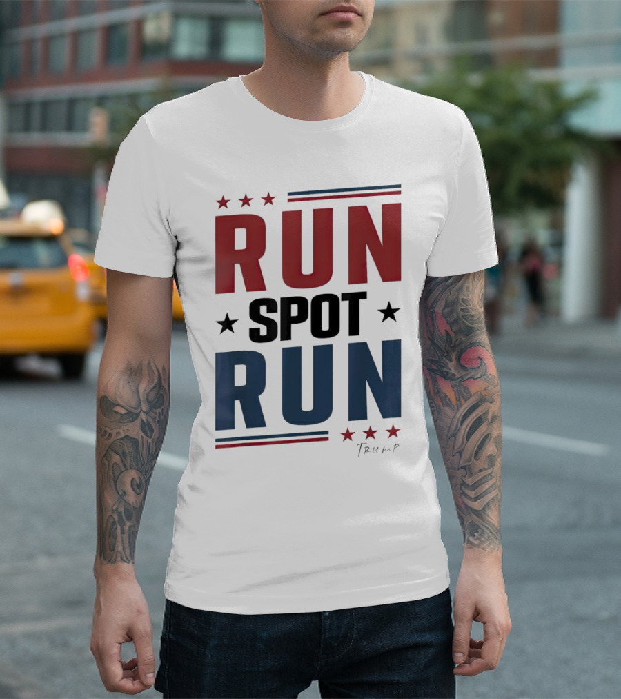 Run Spot Run Trump Debate 2024 Election Political Stars T-Shirt