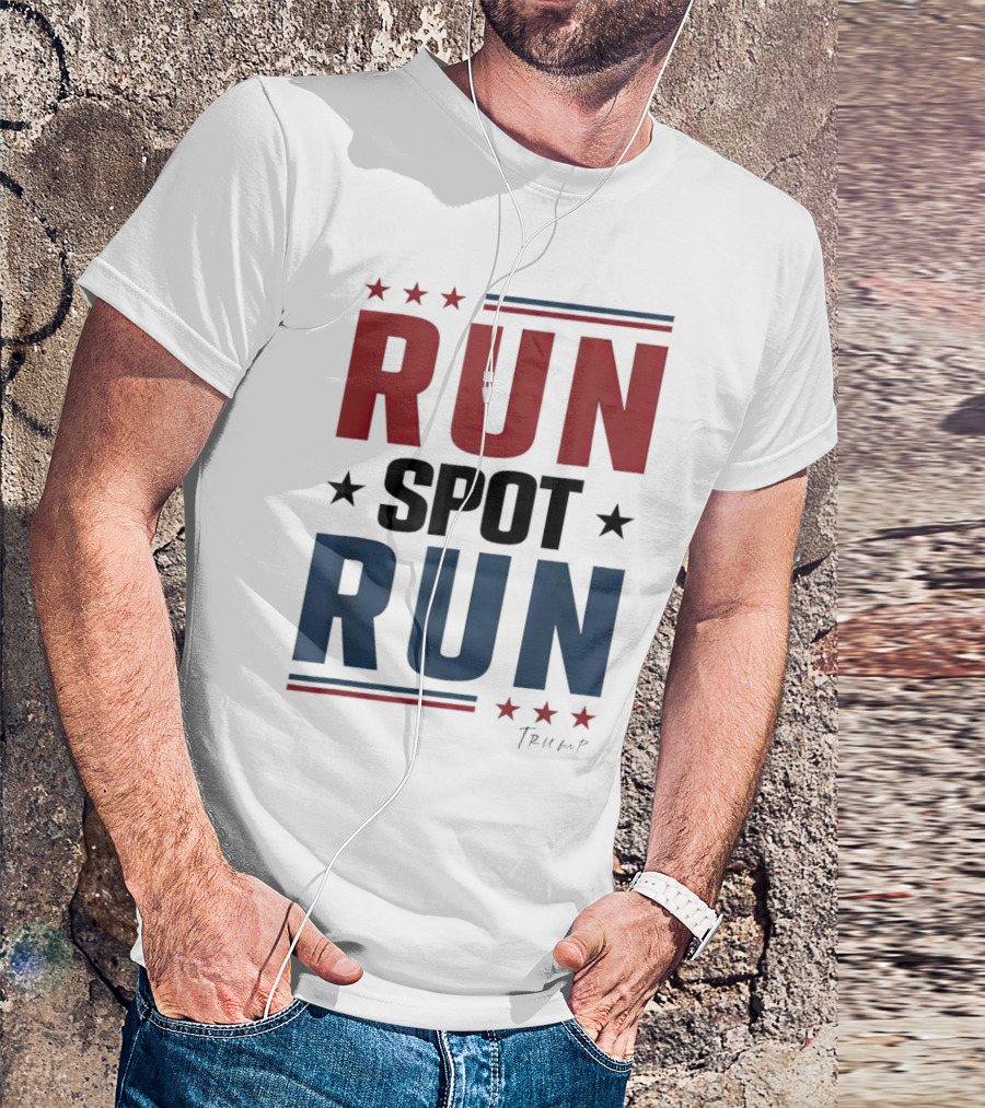 Run Spot Run Trump Debate 2024 Election Political Stars T-Shirt