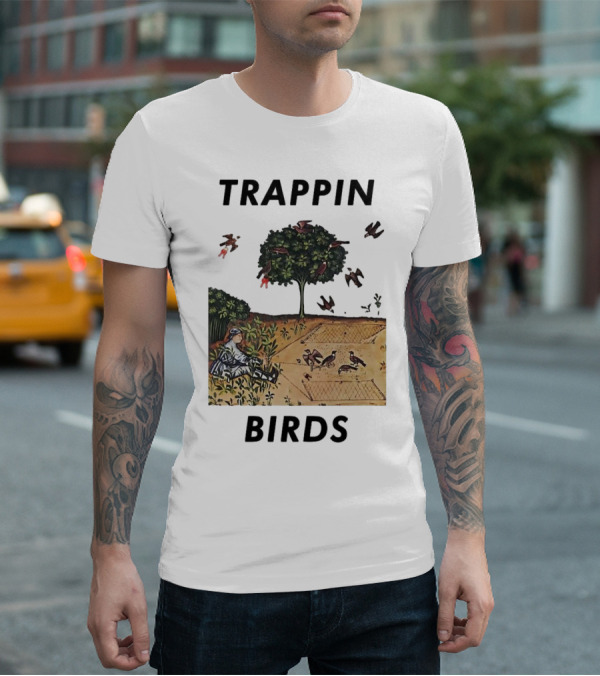 Trappin Birds Retro Medieval Hunting Scene T-Shirt