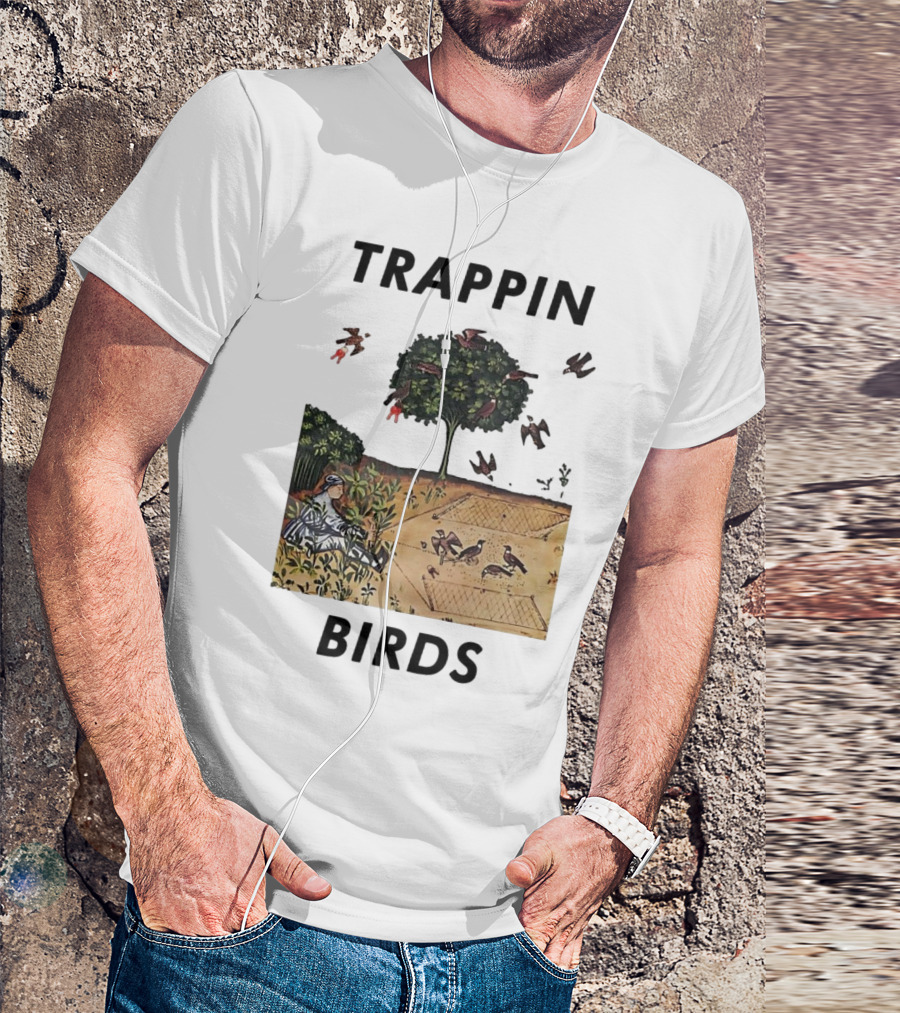 Trappin Birds Retro Medieval Hunting Scene T-Shirt
