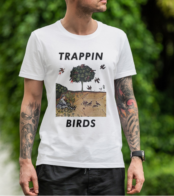 Trappin Birds Retro Medieval Hunting Scene T-Shirt