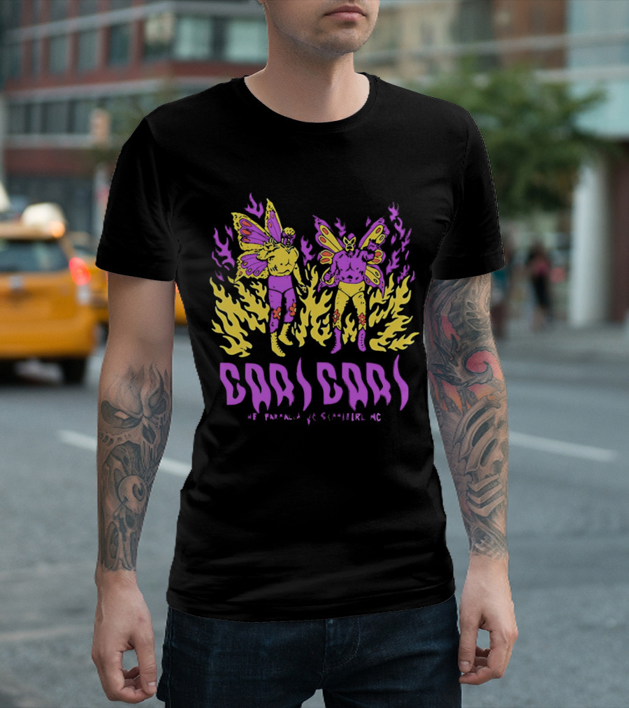 Caricari Ragazzi Farfalla vs Schmetterling Wrestling Flames T-Shirt
