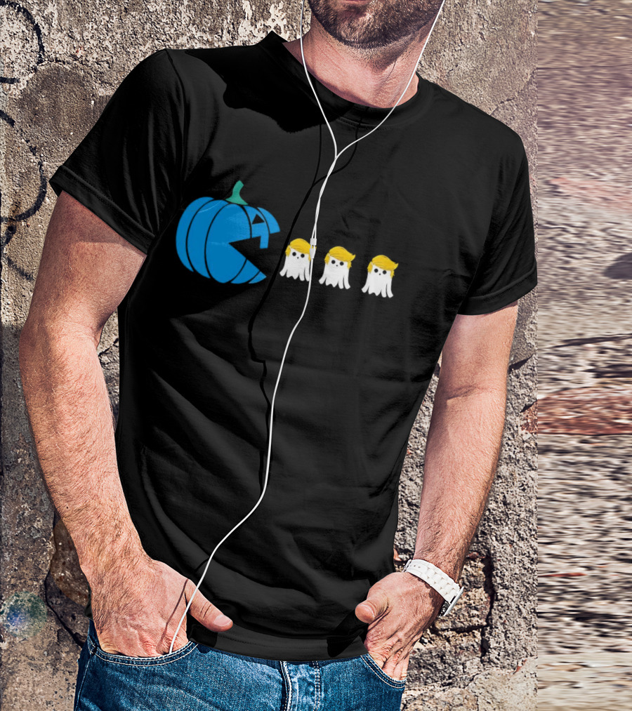 Kamala Pumpkin Pac-Man Eating Trump Ghosts Halloween T-Shirt