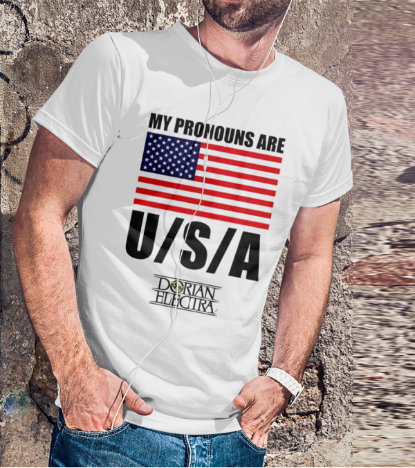My Pronouns Are USA Dorian Electra American Flag T-Shirt