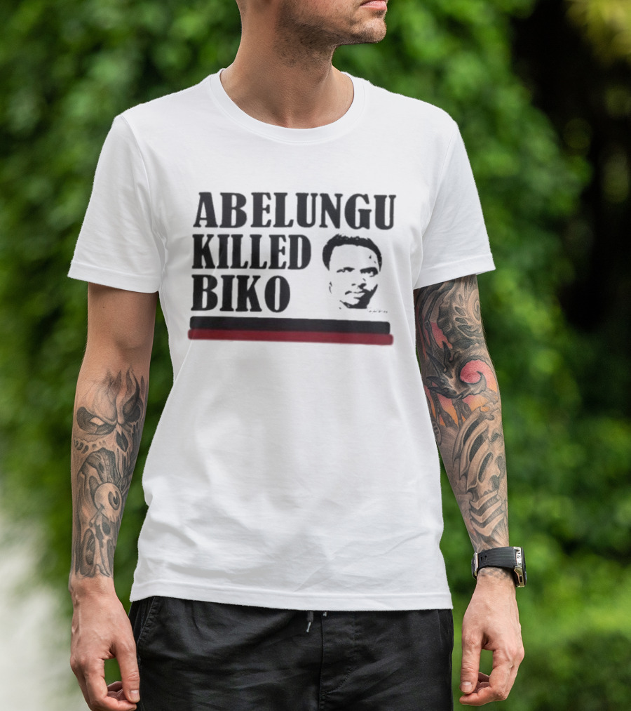 Abelungu Killed Biko Face Red Black Stripe T-Shirt