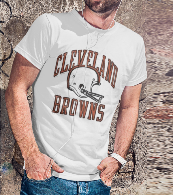 Cleveland Browns Helmet Icon White Black T-Shirt