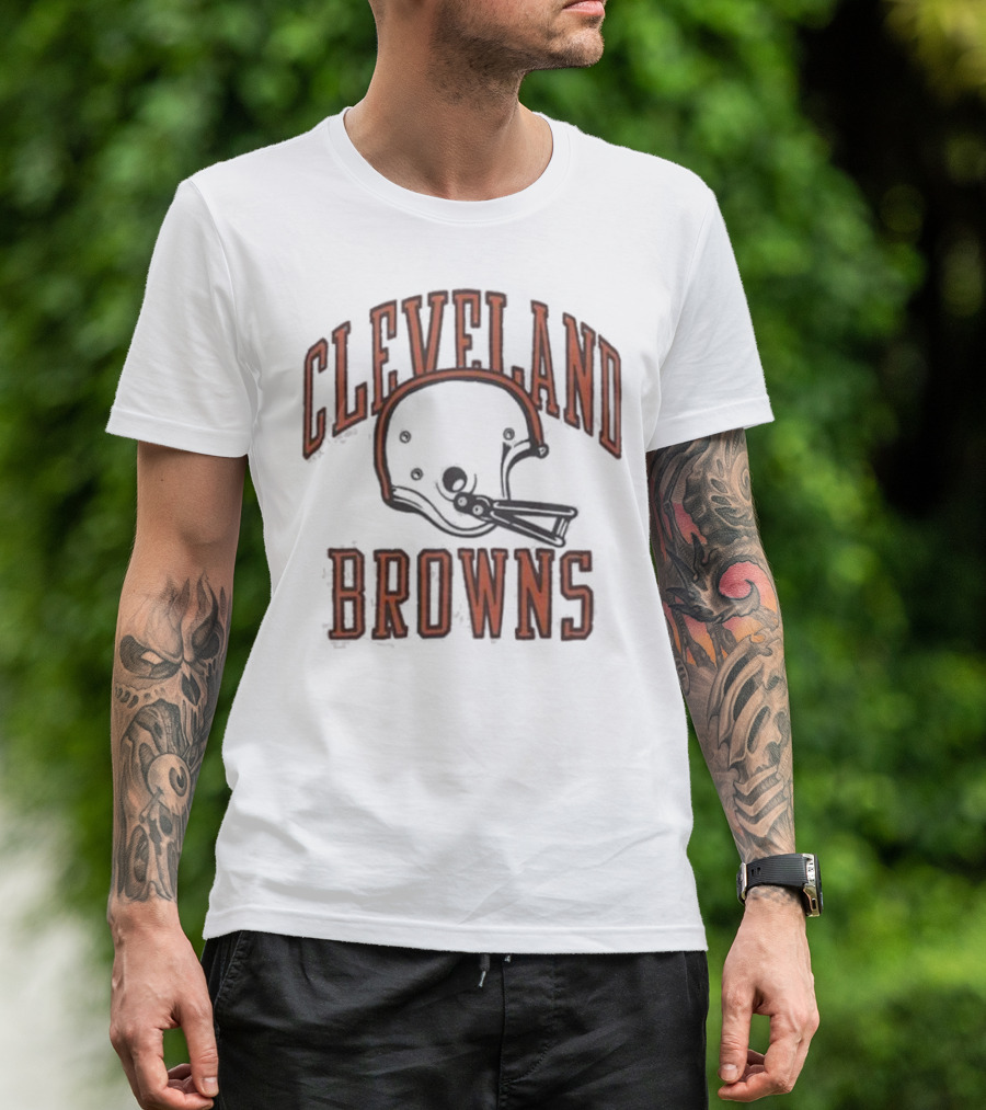 Cleveland Browns Helmet Icon White Black T-Shirt