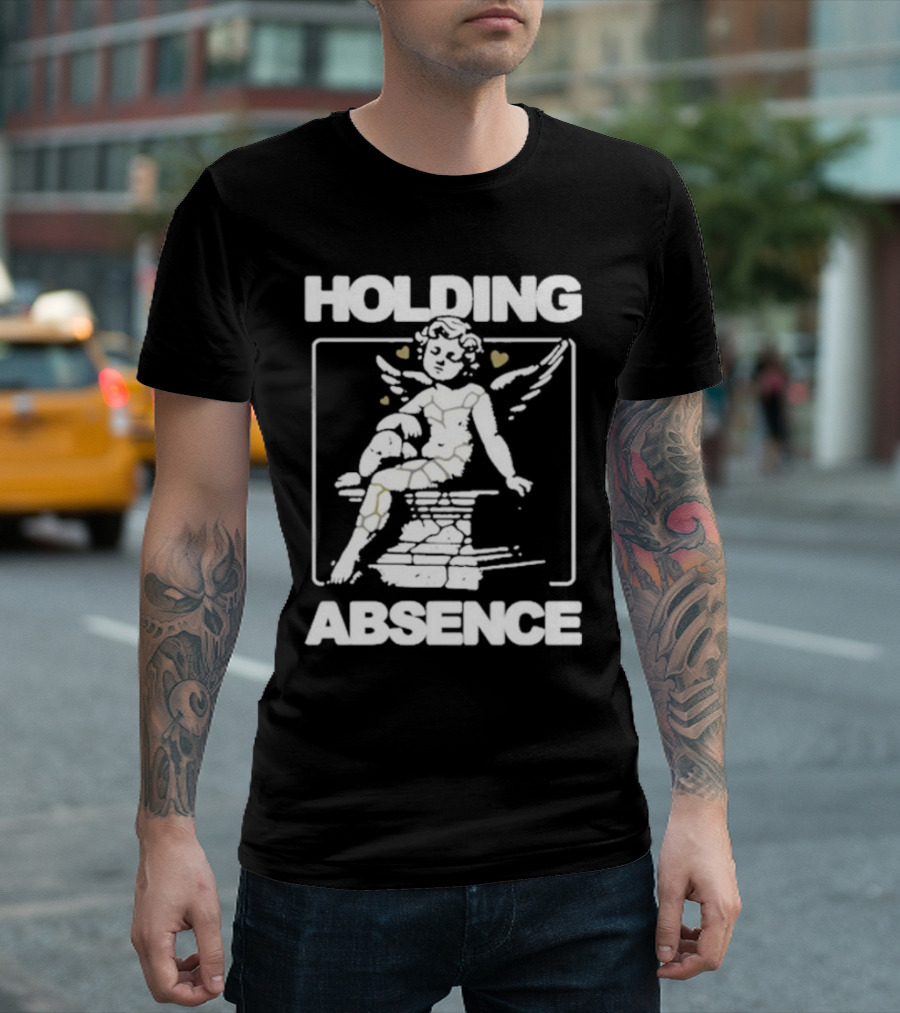 Holding Absence Kintsugi Cherub Angel Statue with Heart Details T-Shirt