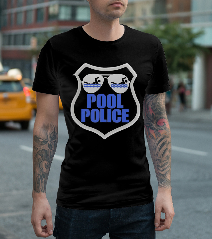 Pool Police Badge with Sunglasses Swimmers T-Shirt