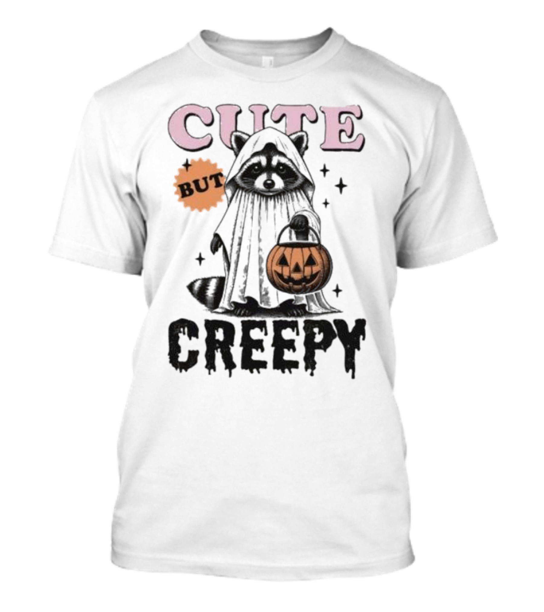Cute But Creepy Raccoon Ghost Halloween Pumpkin Lantern T-Shirt