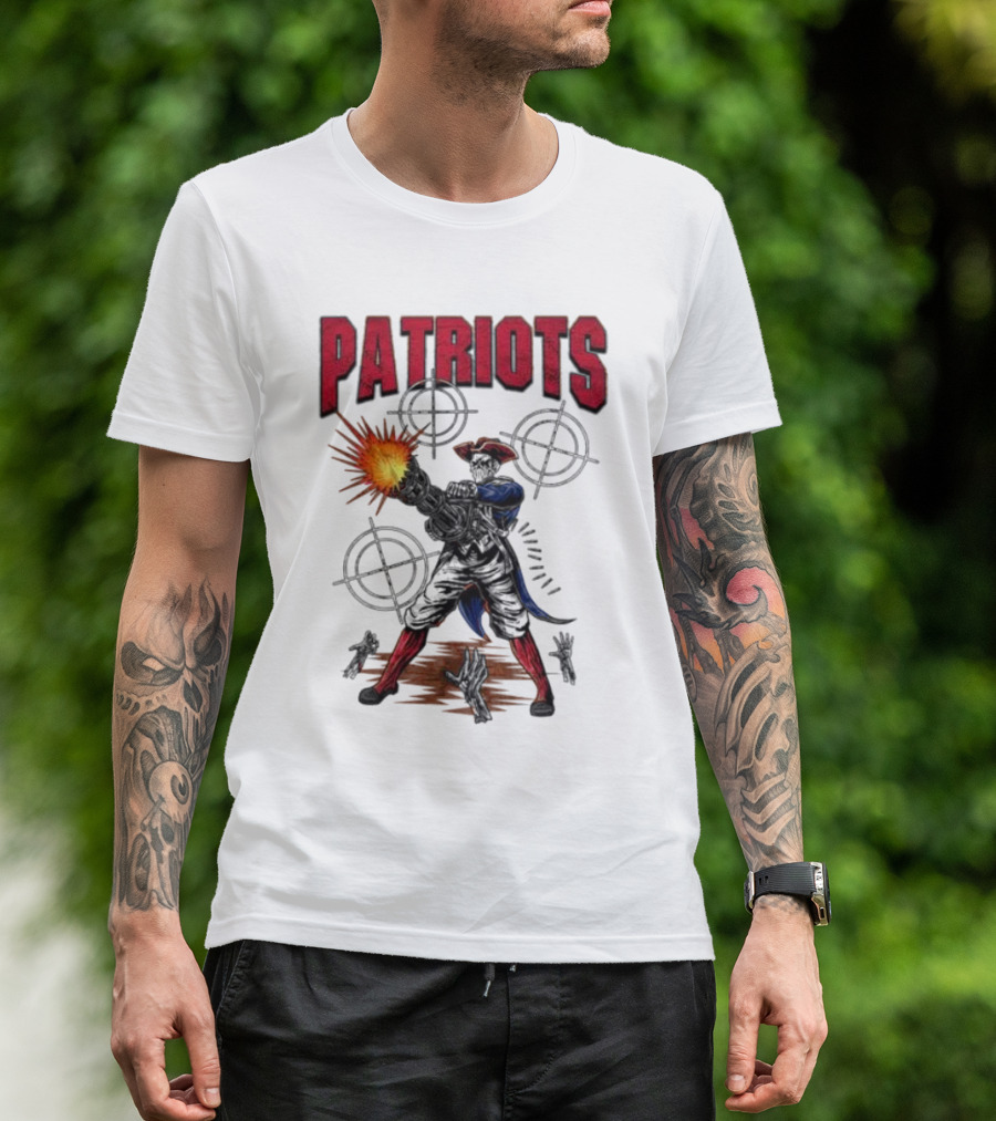 Patriots Skeleton Shooting With Rifle And Targets T-Shirt