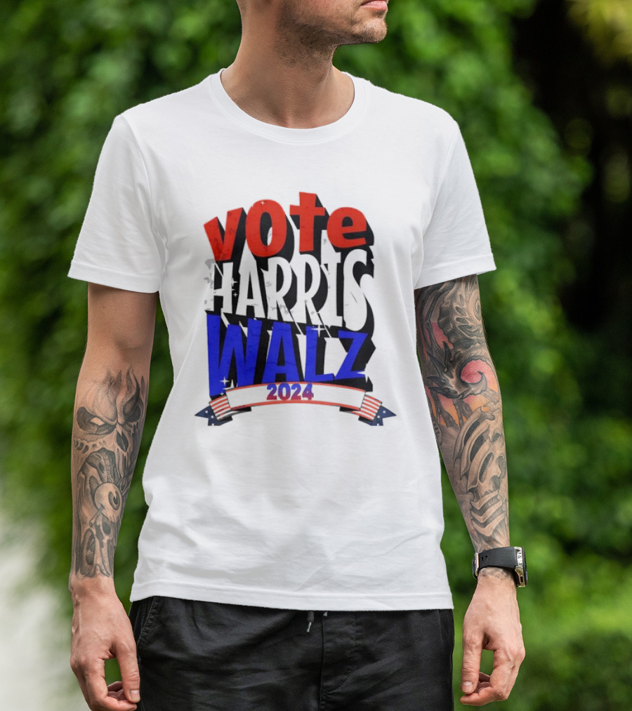 Vote Harris Walz 2024 Red Blue Election Campaign T-Shirt