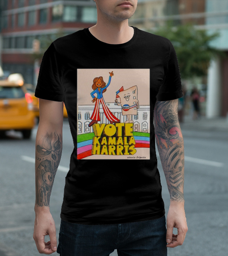 Vote Kamala Harris Winnie Fripette Cartoon Ballot House T-Shirt