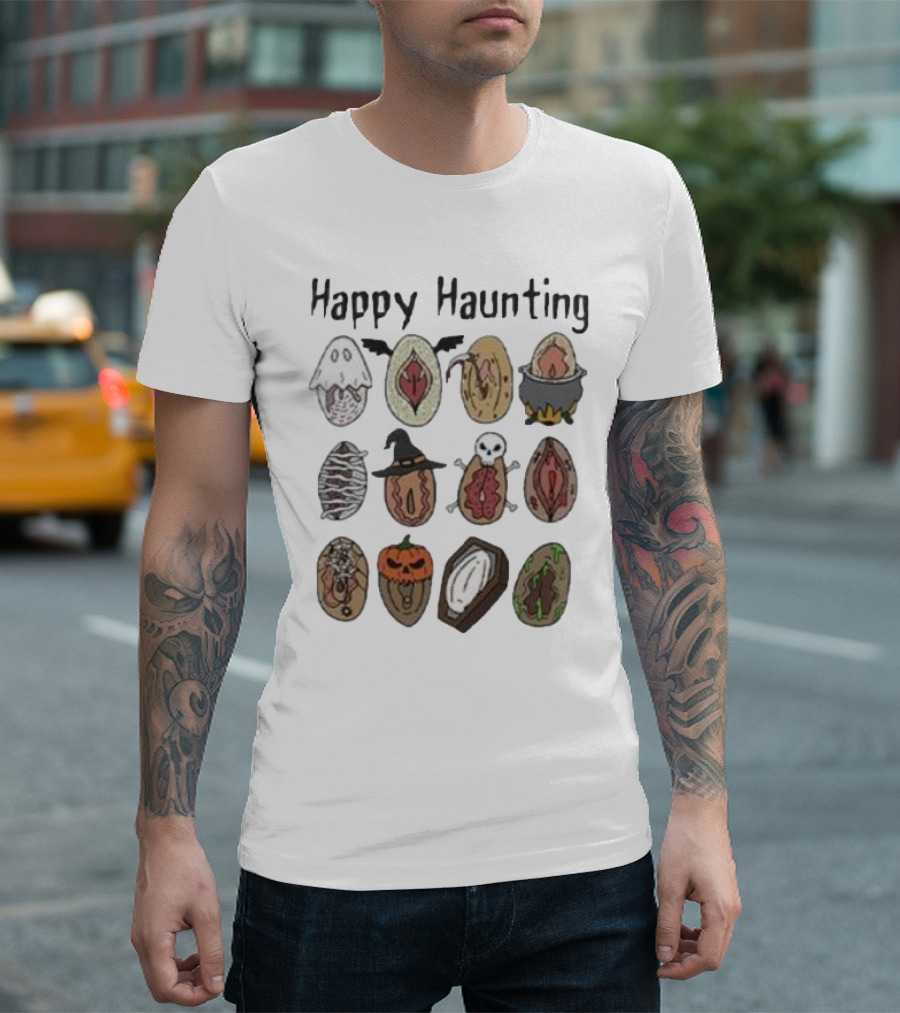 Happy Haunting Halloween Pussy Vagina Ghost Pumpkin Skull Witch Mummy Cauldron T-Shirt