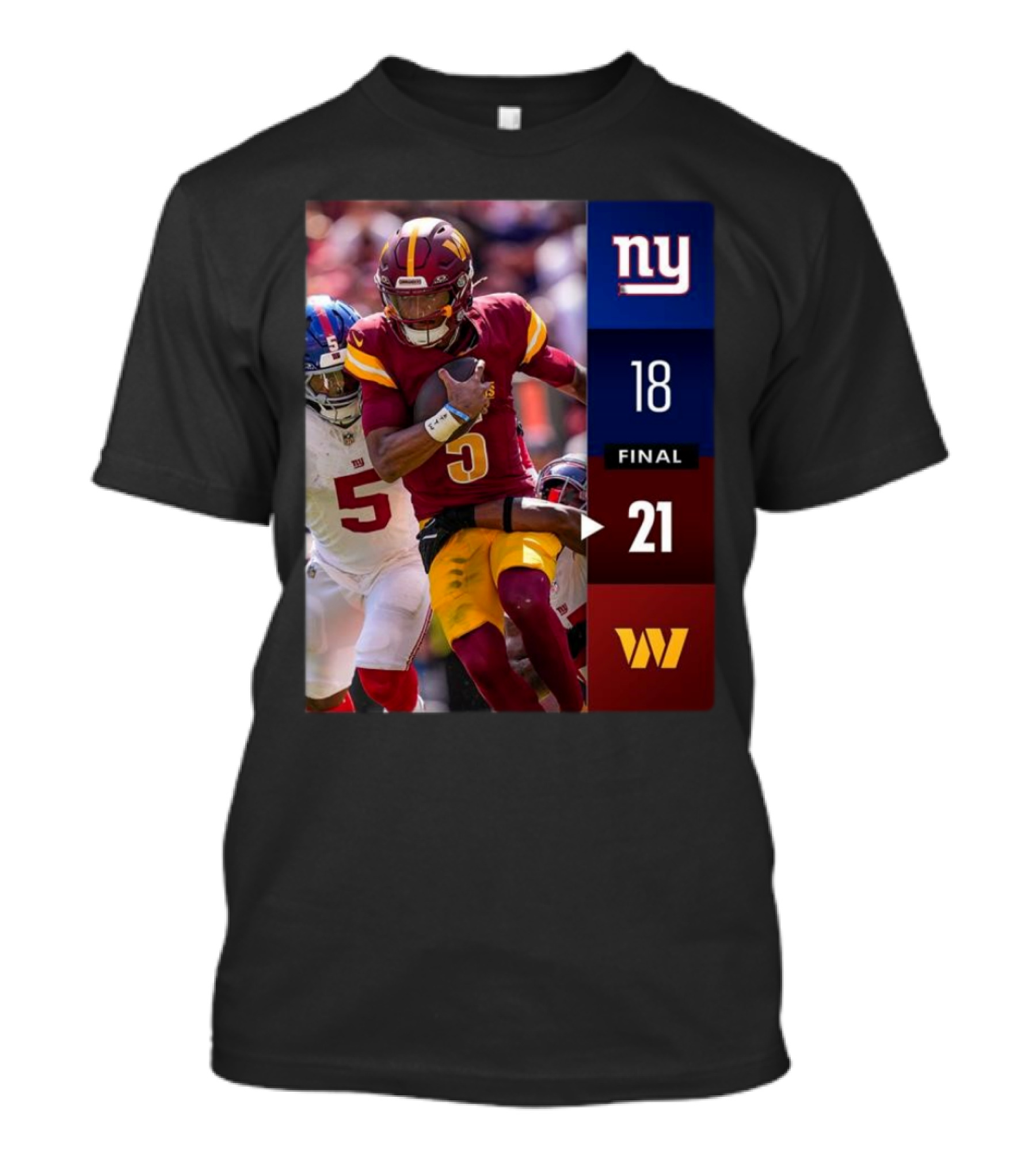 Washington Commanders 21-18 Victory Over New York Giants 2024 NFL Week 2 Final Score T-Shirt