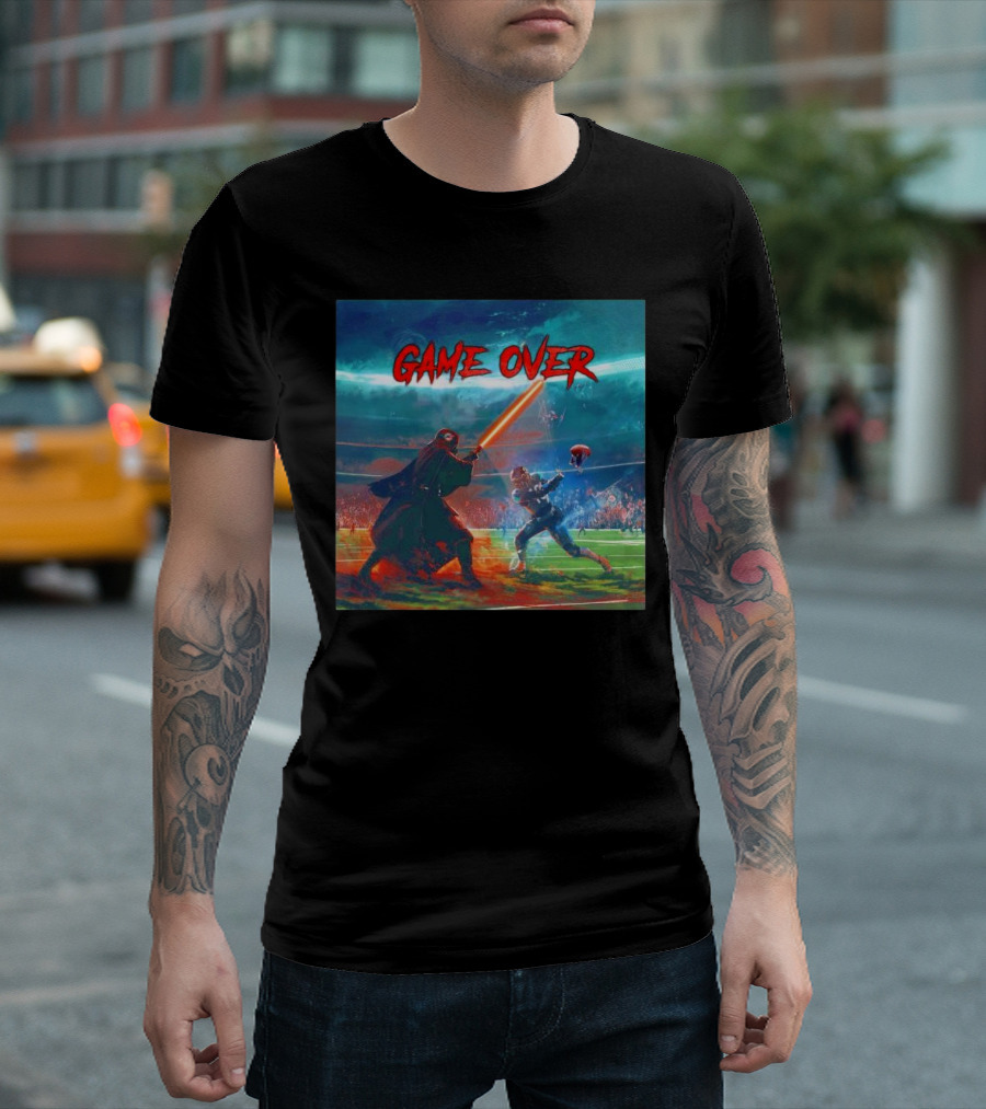 Game Over Miami Dolphins Win 20 17 Football Lightsaber Matchup T-Shirt