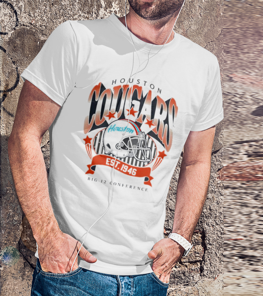 Houston Cougars Helmet Houston Est 1946 Big 12 Conference T-Shirt