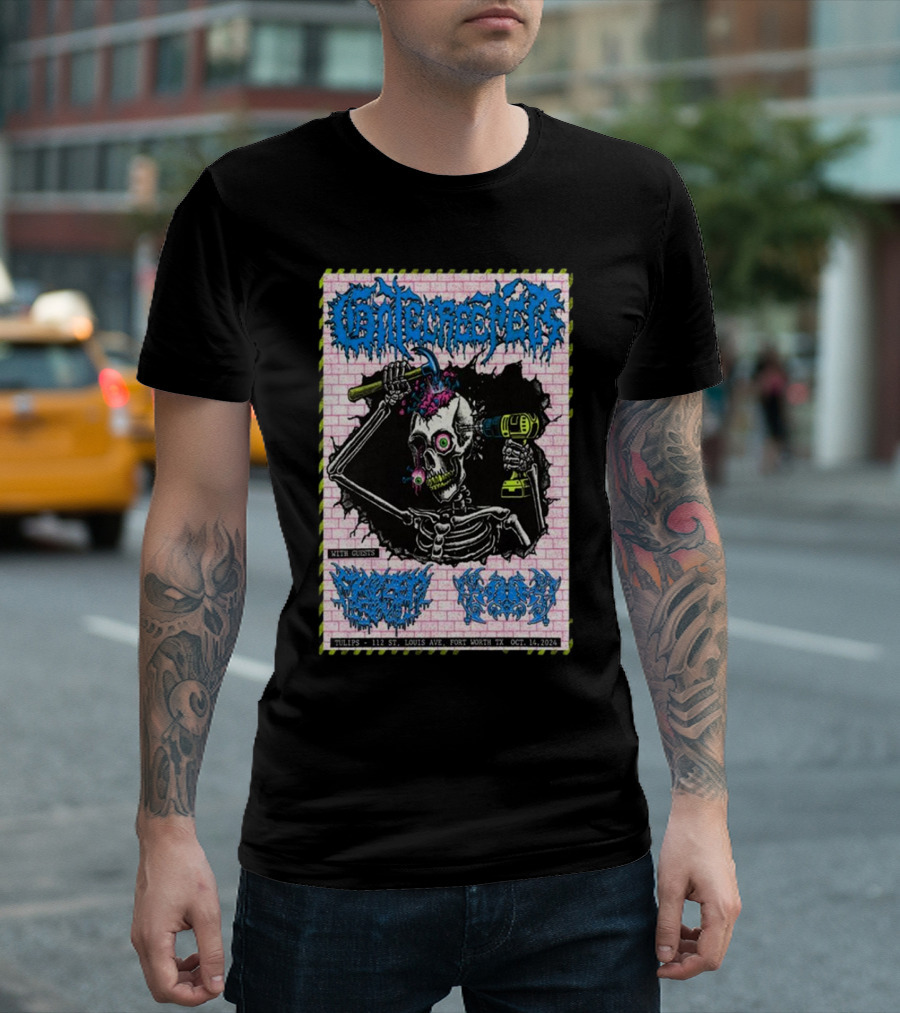 Gatecreeper Fort Worth TX October 14 2024 Tulips With Guests Frozen Soul Stabbed T-Shirt
