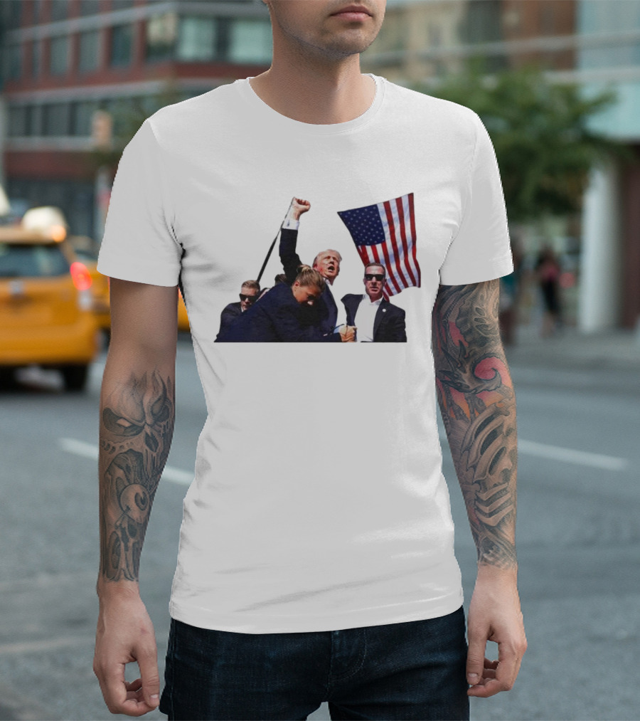 Nice Try Brandon Trump Security Struggle American Flag T-Shirt