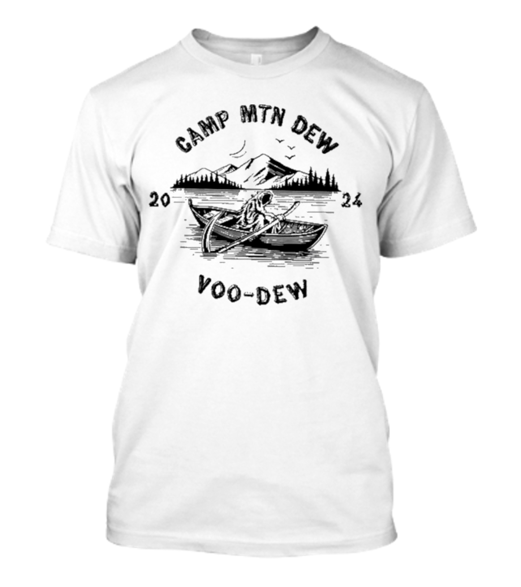 Camp Mtn Dew Voo Dew 2024 Canoe Adventure Scenic Mountains T-Shirt