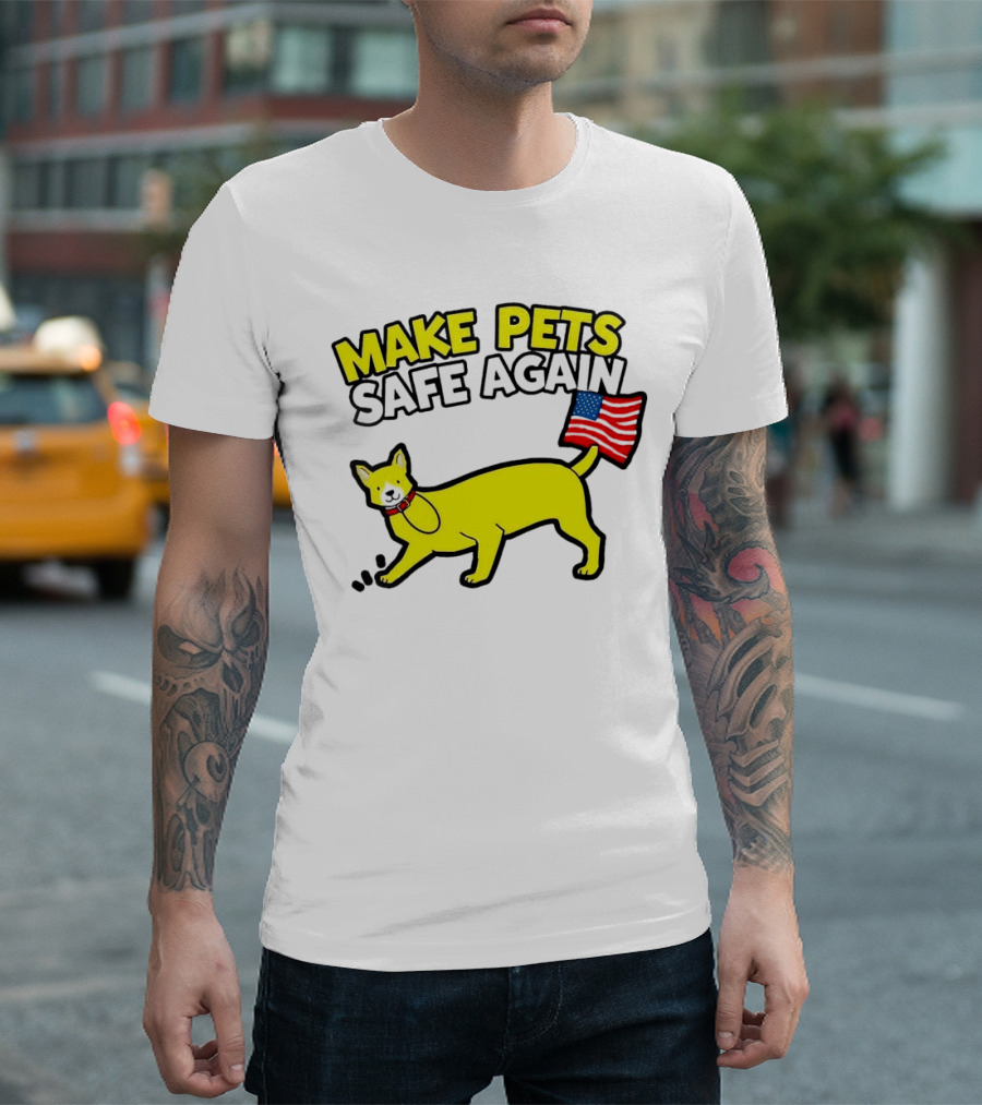 Make Pets Safe Again US Flag Dog Tail T-Shirt