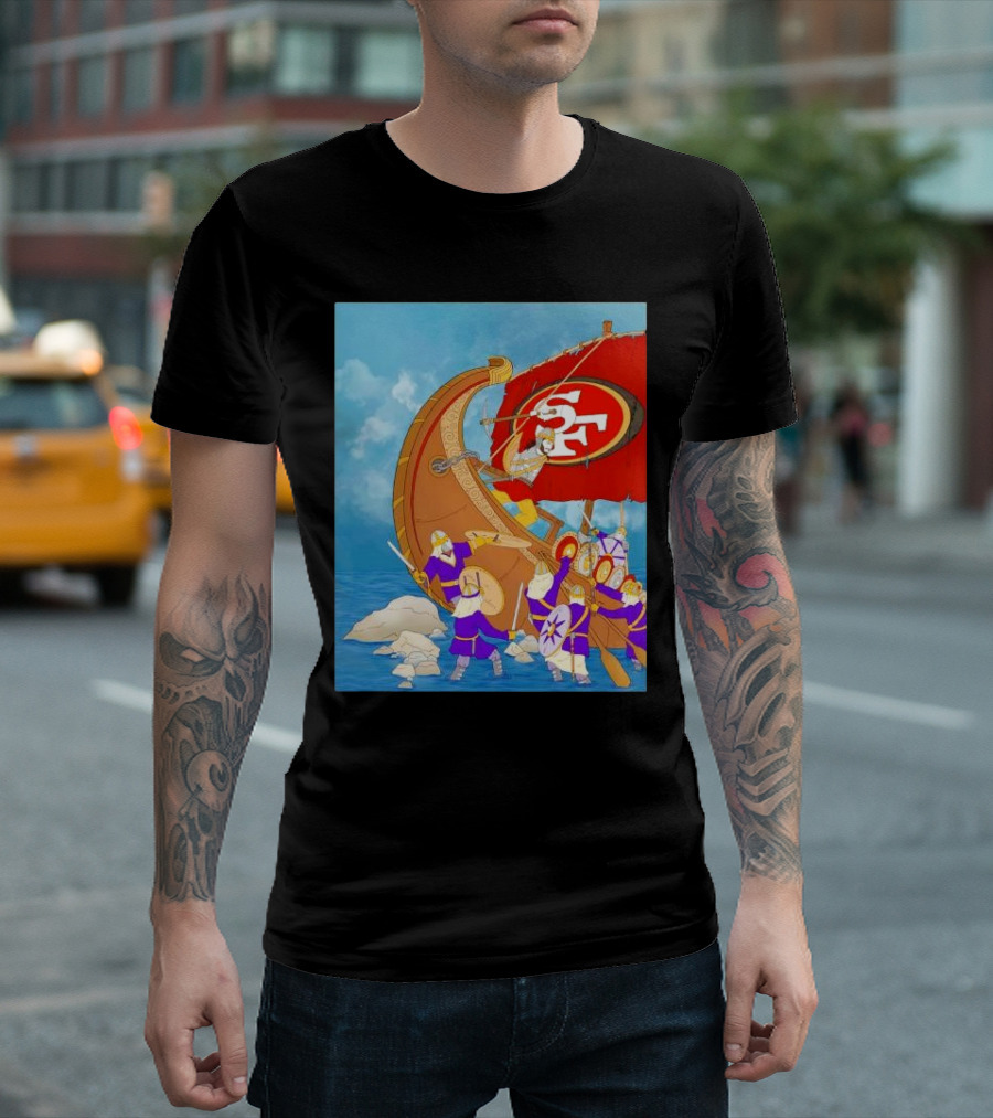 SF 49ers Fred Warner Insane Performance With Viking Imagery On Sunday T-Shirt