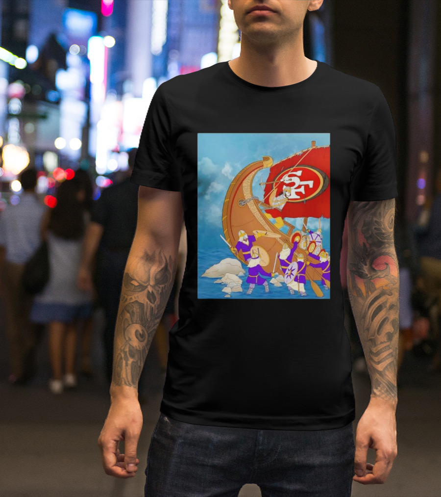 SF 49ers Fred Warner Insane Performance With Viking Imagery On Sunday T-Shirt