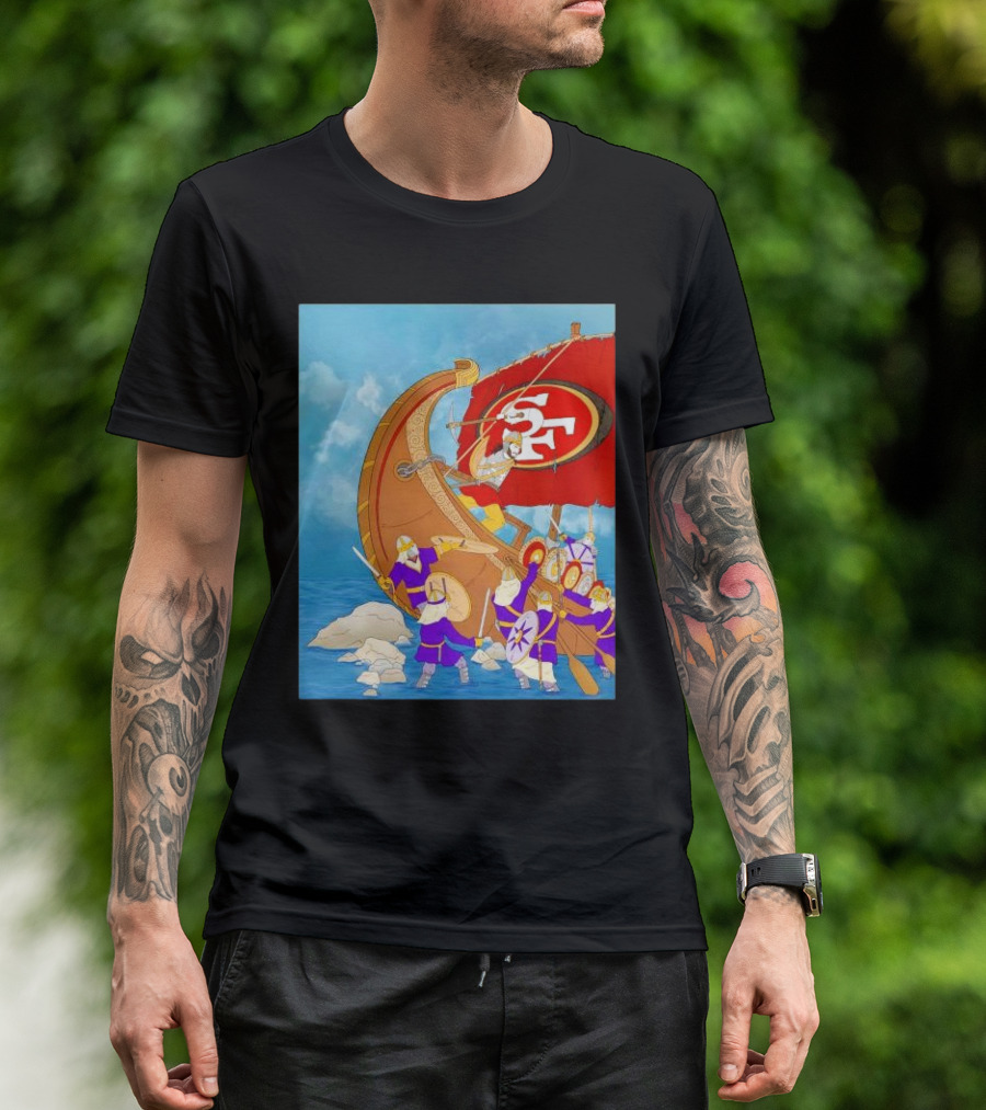 SF 49ers Fred Warner Insane Performance With Viking Imagery On Sunday T-Shirt