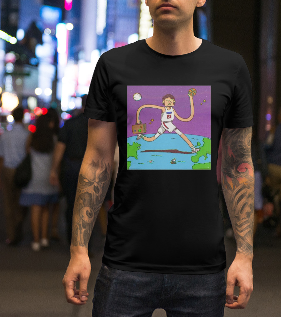 Bobi Be Going Boban Marjanovic Cartoon Basketball Adventure Earth Stars 51 Jersey T-Shirt