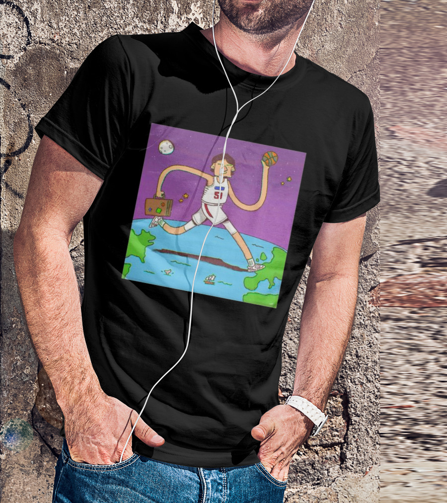 Bobi Be Going Boban Marjanovic Cartoon Basketball Adventure Earth Stars 51 Jersey T-Shirt
