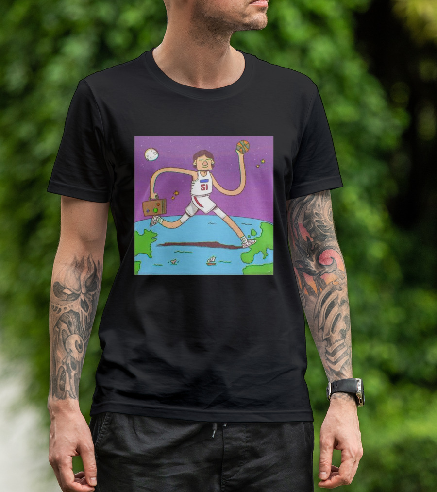 Bobi Be Going Boban Marjanovic Cartoon Basketball Adventure Earth Stars 51 Jersey T-Shirt