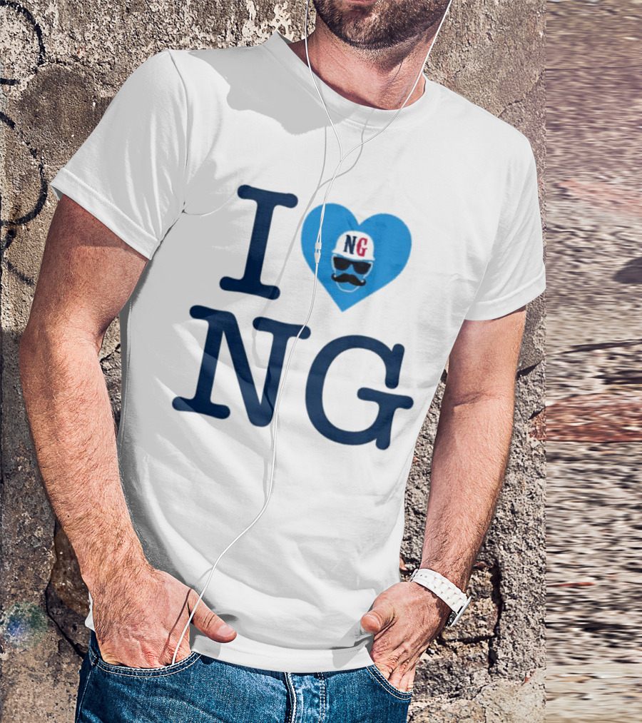 I Love NG Heart Icon With Mustache And Cap T-Shirt