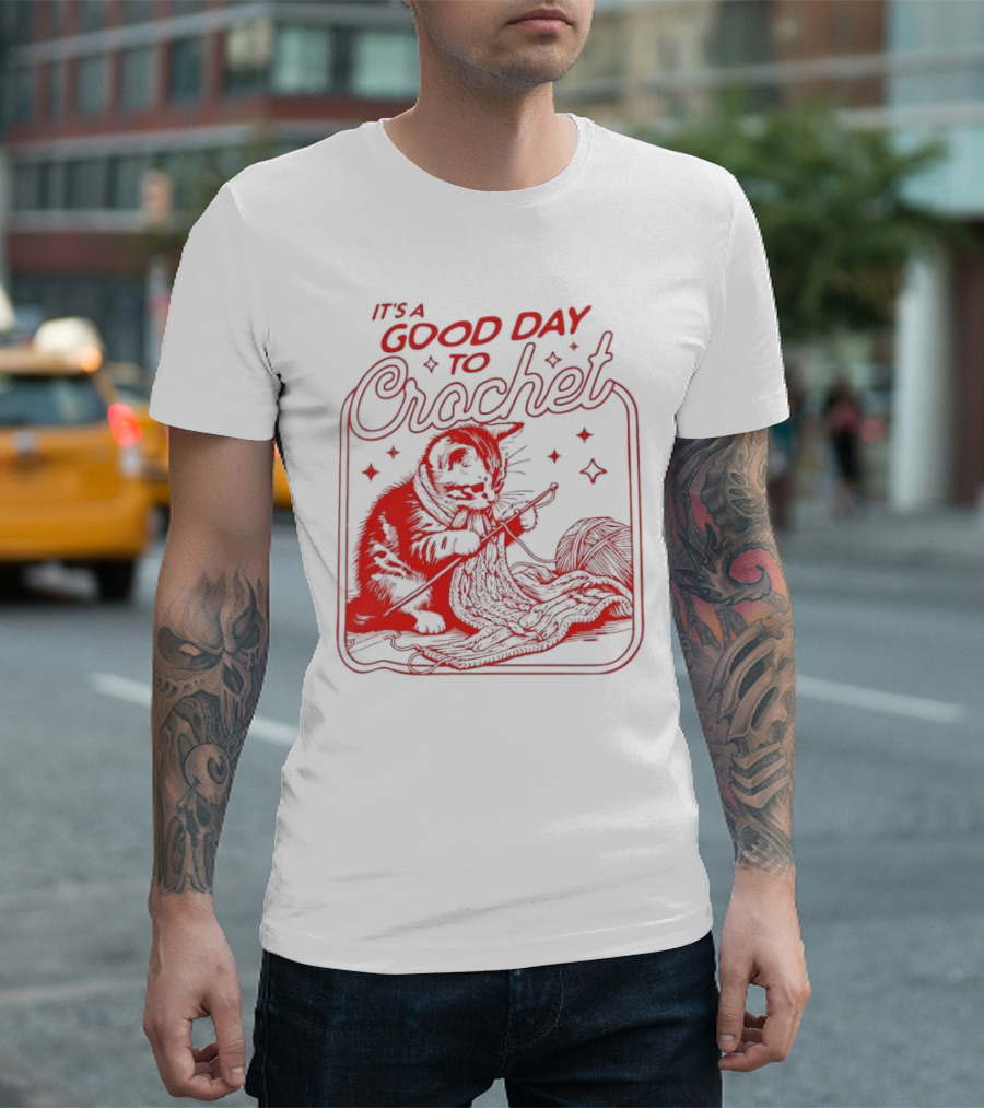 IT'S A GOOD DAY TO CROCHET KITTEN WITH YARN AND STARRY ACCENTS T-Shirt