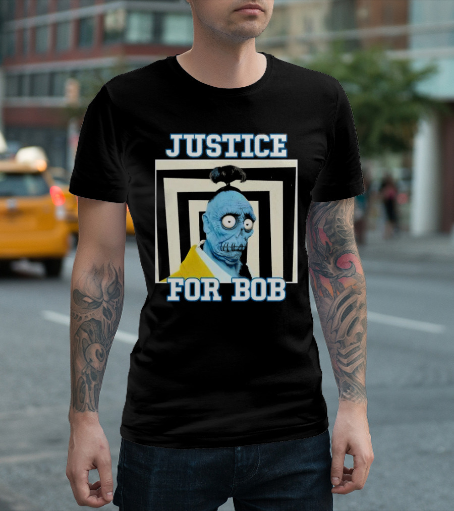 Justice for Bob Beetlejuice Movie Parody Blue Zombie Character T-Shirt