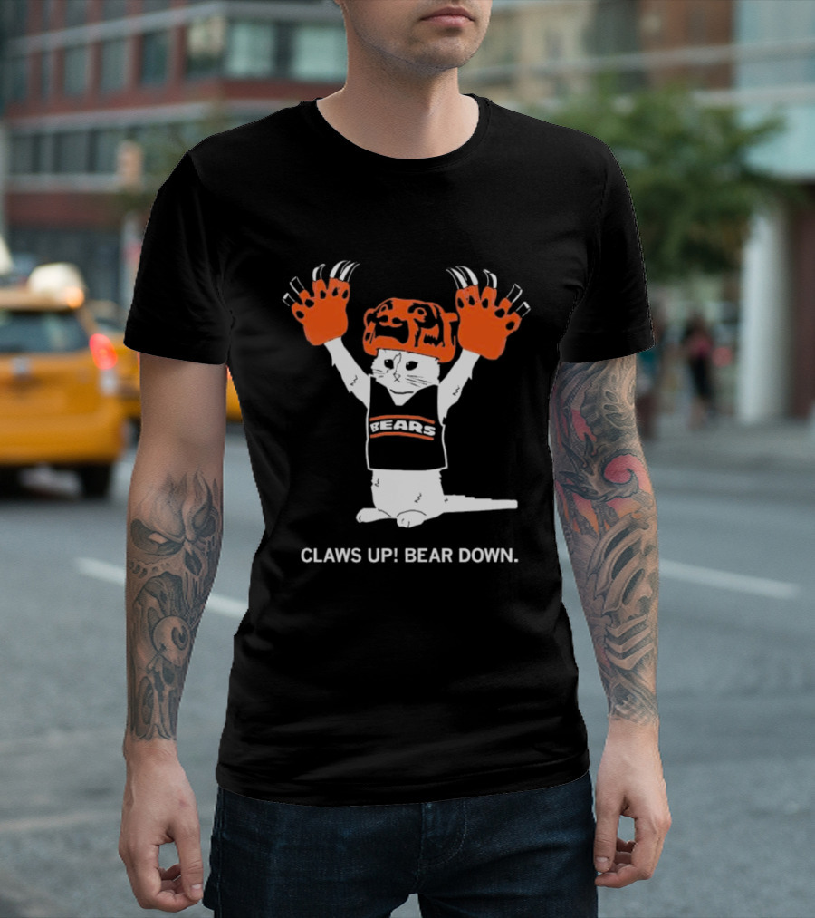 Gary Chicago Bears Cat Mascot Claws Up Bear Down T-Shirt