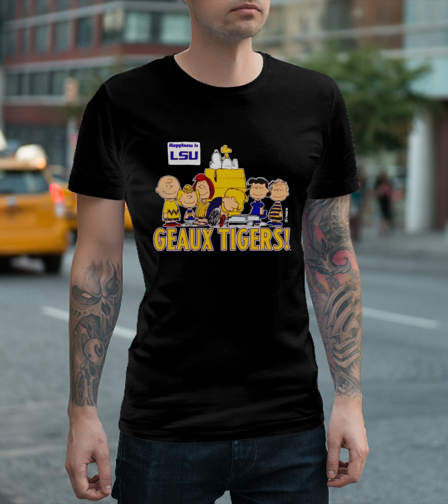 Happiness Is LSU Peanuts Characters Geaux Tigers T-Shirt