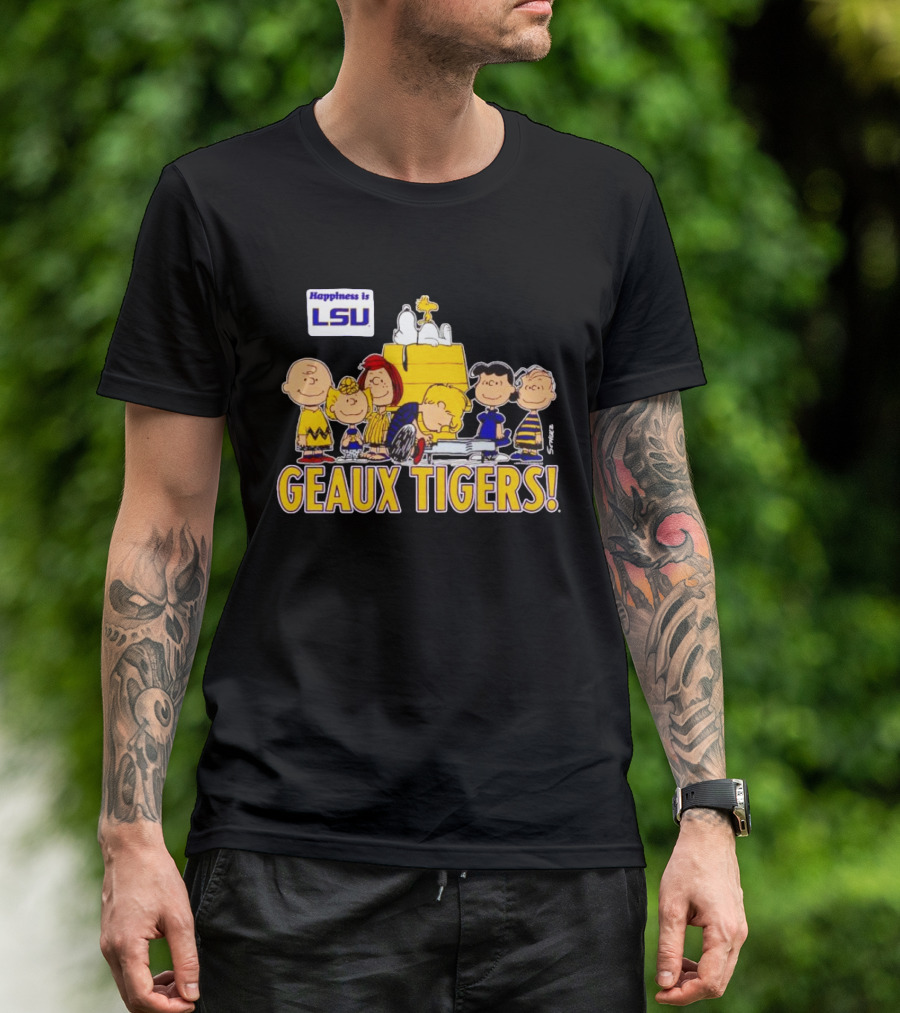 Happiness Is LSU Peanuts Characters Geaux Tigers T-Shirt