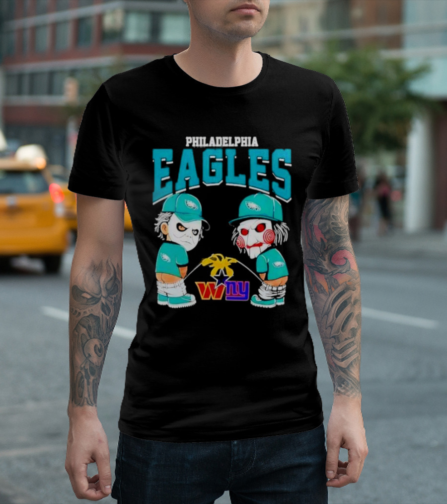 Philadelphia Eagles Michael Myers Billy The Puppet Halloween NY Giants Rivalry T-Shirt