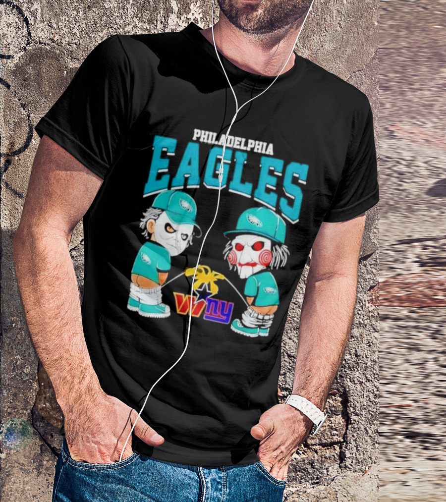 Philadelphia Eagles Michael Myers Billy The Puppet Halloween NY Giants Rivalry T-Shirt