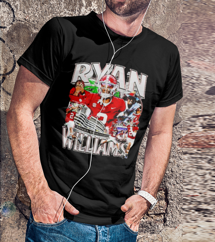 Ryan Williams Alabama Crimson Tide Bryant Denny Stadium Vintage Football Collage T-Shirt