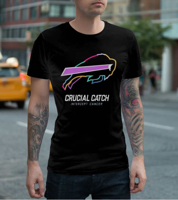 Buffalo Bills NFL Rainbow Logo Crucial Catch Intercept Cancer Initiative T-Shirt