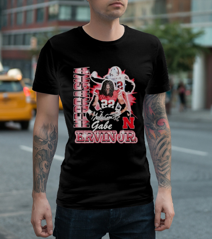 Nebraska Cornhuskers Gabe Ervin Jr. Signature Retro Football 22 T-Shirt