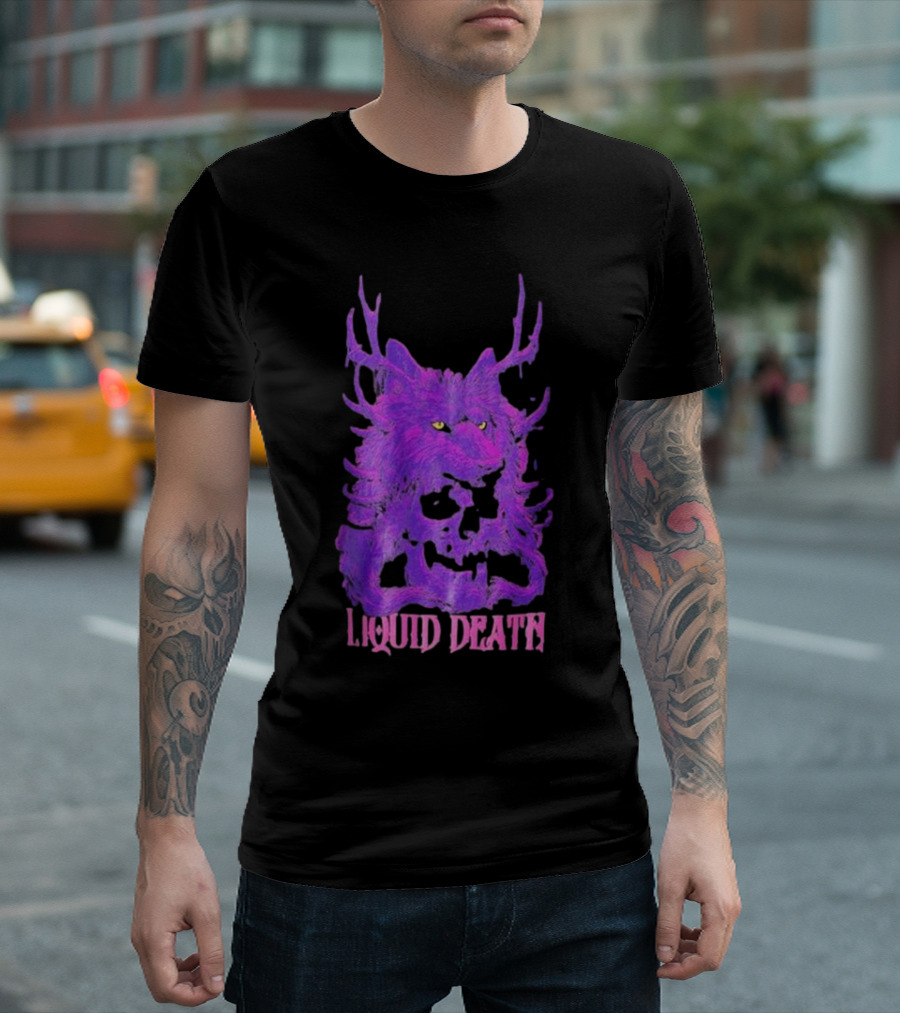 Liquid Death Purple Deathwolf Skull T-Shirt