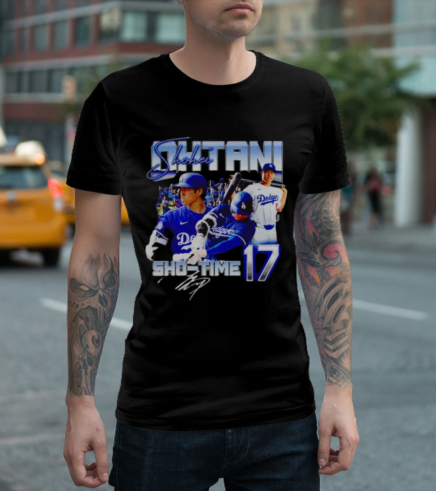 Shohei Ohtani Sho-Time No 17 Dodgers Signature T-Shirt