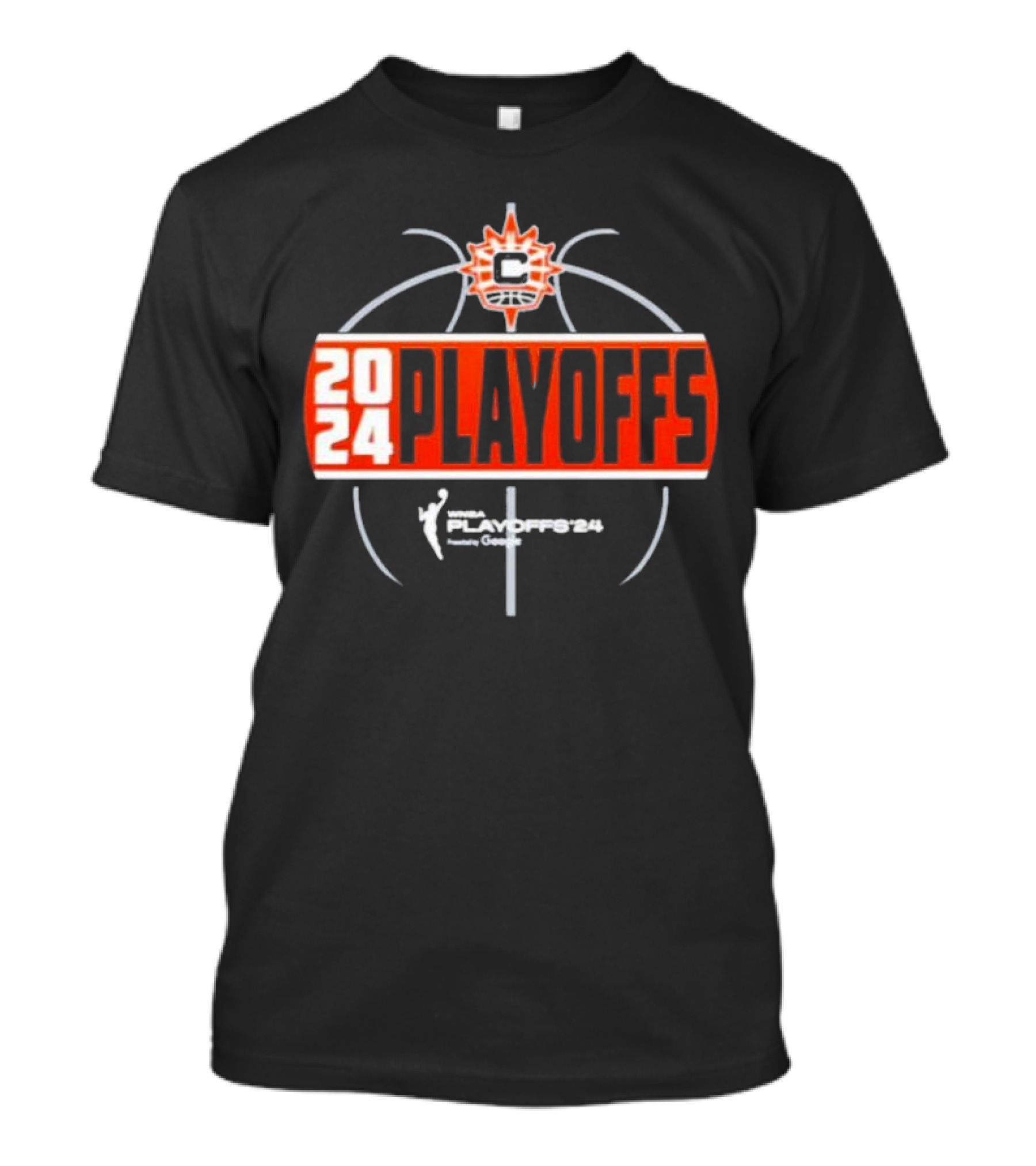 Connecticut Sun WNBA 2024 Playoffs Logo Featuring Basketball T-Shirt