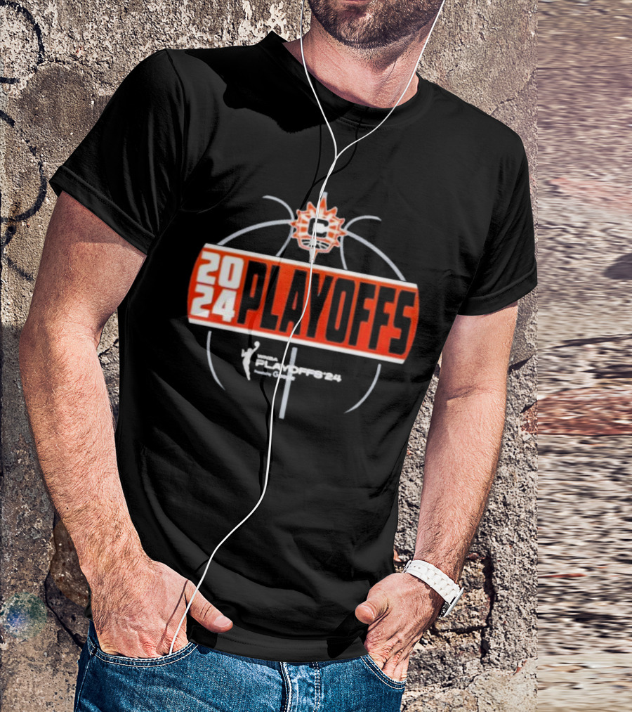 Connecticut Sun WNBA 2024 Playoffs Logo Featuring Basketball T-Shirt